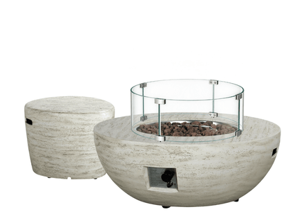 Ensemble table brasero Estate Bowl travertin Happy Cocooning