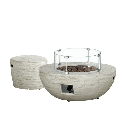 Ensemble table brasero Estate Bowl travertin Happy Cocooning