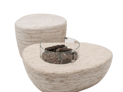 Ensemble table brasero Estate Organic 107 travertin Happy Cocooning