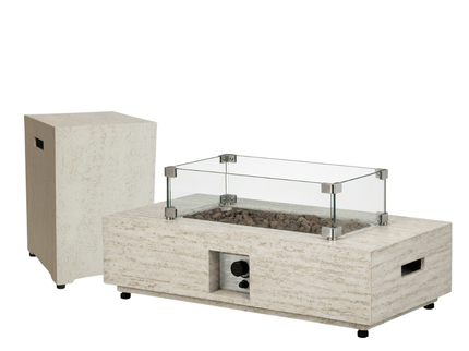 Ensemble table brasero Estate Rectangle travertin Happy Cocooning