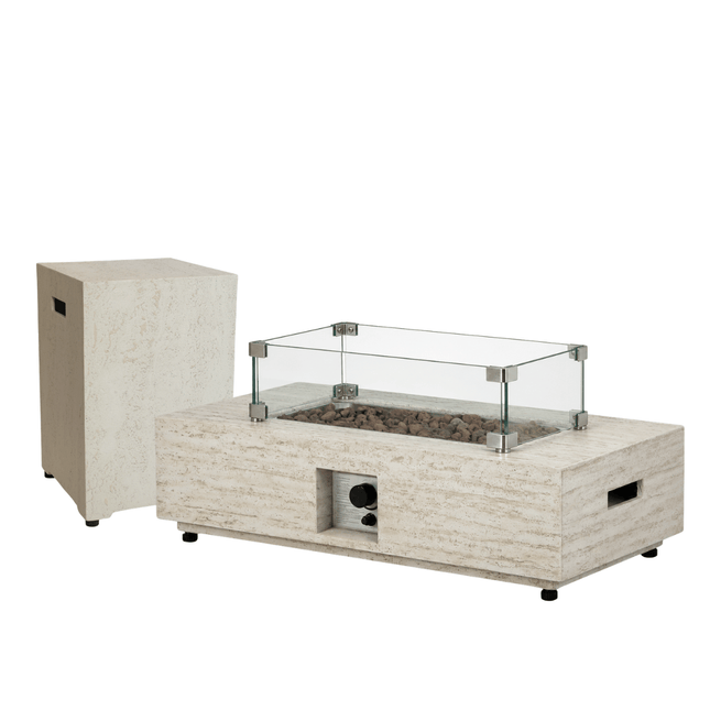 Ensemble table brasero Estate Rectangle travertin Happy Cocooning