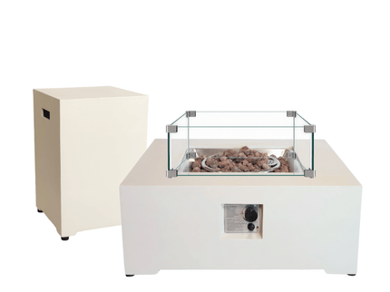 Ensemble table brasero Estate Square 88 oyster beige Happy Cocooning