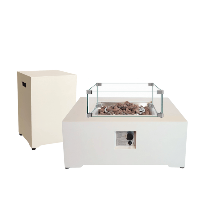 Ensemble table brasero Estate Square 88 oyster beige Happy Cocooning
