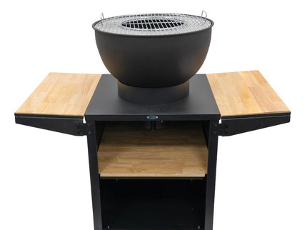 HEAT Kjok buitenkeuken met bakplaat en grillrooster en uitgeklapte zijplankjes productfoto
