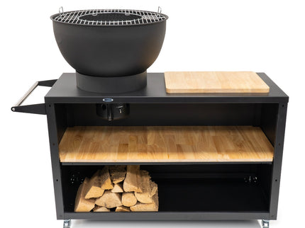 HEAT Trolle barbecue met grillrooster en hout productfoto

