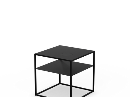 Table basse FIRE FRAME avec foyer de table SPIN air 1200 encastrable höfats