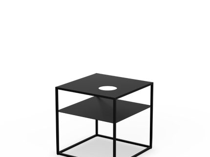 Table basse FIRE FRAME avec foyer de table SPIN air 1200 encastrable höfats