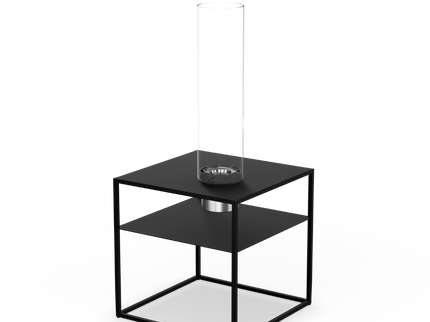 Table basse FIRE FRAME avec foyer de table SPIN air 1200 encastrable höfats