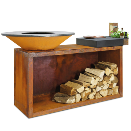 Brasero plancha Island corten 85 céramique gris OFYR