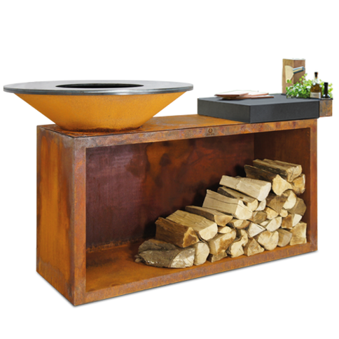 Brasero plancha Island corten 85 céramique gris OFYR