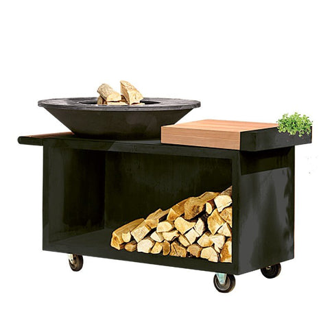 Brasero plancha Island PRO noir 100 bois de teck OFYR
