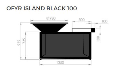Brasero plancha Island noir 100 bois de teck OFYR