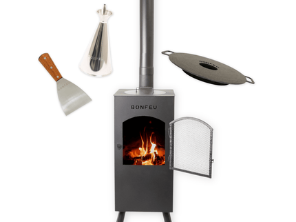 Pakketdeal BonFeu BonCarré zwart + plancha + oliekan + spatel