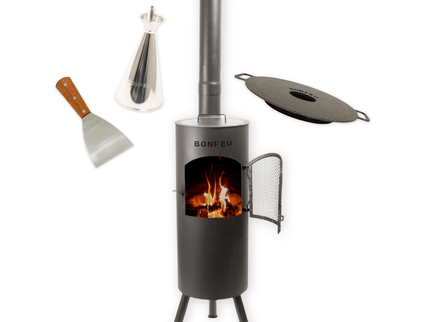 Pakketdeal BonFeu BonGiano LP zwart + Plancha 40 + Oliekan + Spatel
