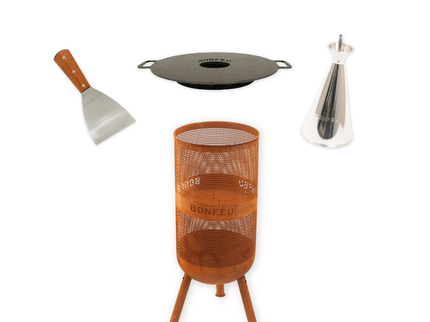 Pakketdeal BonFeu BonVes 34 corten + plancha + oliekan + spatel