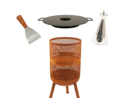 Pakketdeal BonFeu BonVes 45 corten + plancha + oliekan + spatel