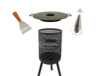 Pakketdeal BonFeu BonVes 45 zwart + plancha + oliekan + spatel