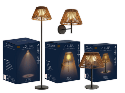 Pack promo ZOLUNA 1x lampadaire Sofie + 1x lampe de table Moos + 1x applique murale Ayla