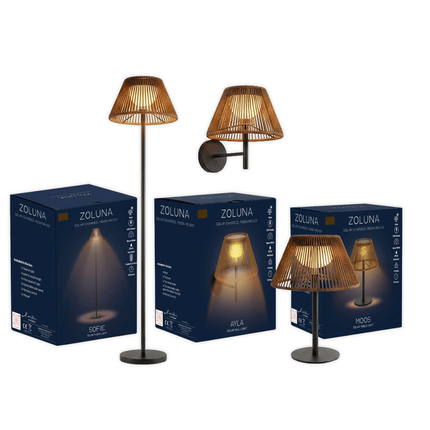 Pack promo ZOLUNA 1x lampadaire Sofie + 1x lampe de table Moos + 1x applique murale Ayla