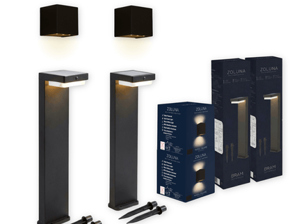 Pakketdeal ZOLUNA 2x priklamp Bram + 2x wandlamp Marga vierkant
