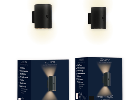 Pakketdeal ZOLUNA 2x wandlamp Willem rond