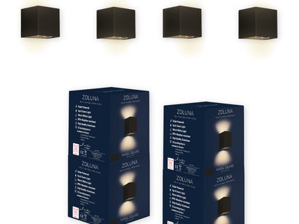 Pakketdeal ZOLUNA 4x wandlamp Marga vierkant
