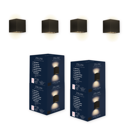 Pakketdeal ZOLUNA 4x wandlamp Marga vierkant