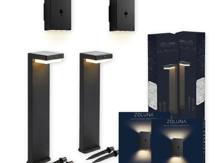 Pakketdeal ZOLUNA 2x priklamp Bram + 2x wandlamp Willem vierkant