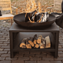 Brasero bol à feu avec range-bûches 80 cm noir Esschert Design