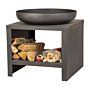 Brasero bol à feu avec range-bûches 60 cm noir Esschert Design