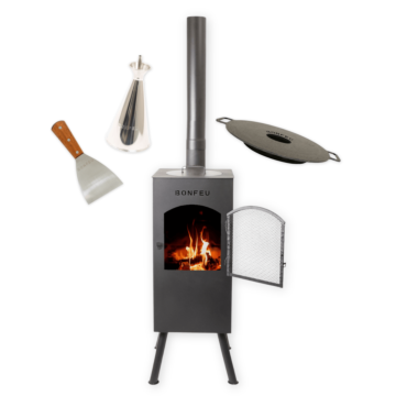 Pack promo BonFeu BonCarré noir + plancha + huilier + spatule