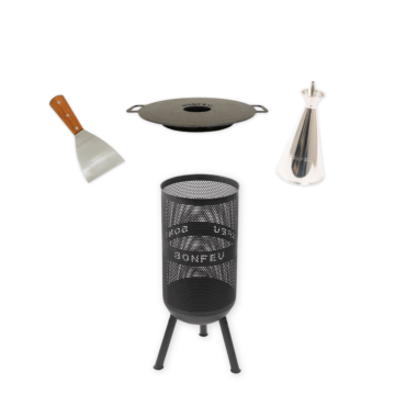 Pack promo BonFeu BonVes 34 noir + plancha + huilier + spatula