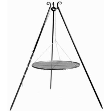CookKing Trépied 180 cm avec Grille de Cuisson avec viande et légumes