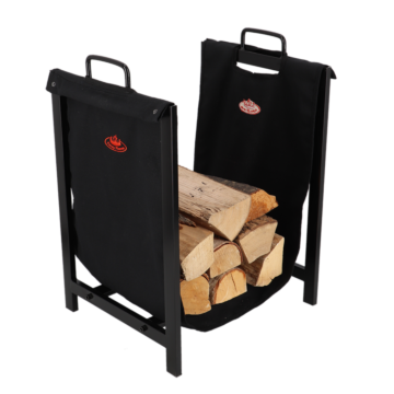 Sac à bûches de cheminée Esschert noir avec support pour bois