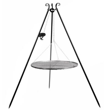 CookKing Trépied 180 cm avec poulie avec grille en acier 60 cm CookKing Trépied 180 cm avec poulie avec grille en acier 60 cm