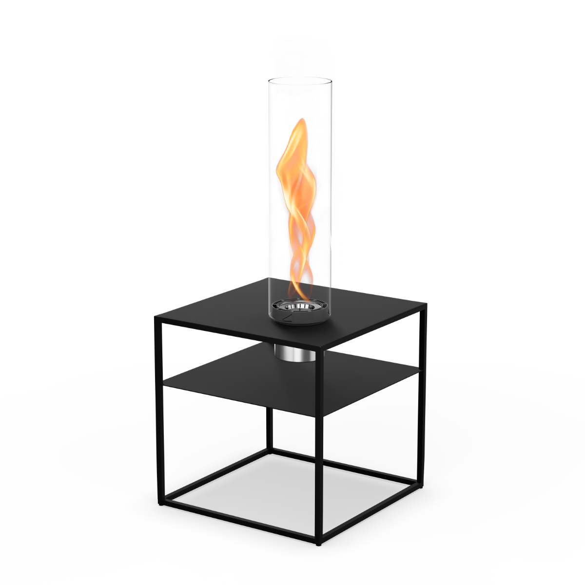 Table basse FIRE FRAME avec foyer de table SPIN air 1200 encastrable höfats