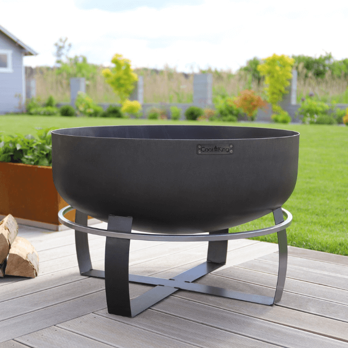 Brasero extérieur noir Viking, brasero Cook King de terrasse et jardin