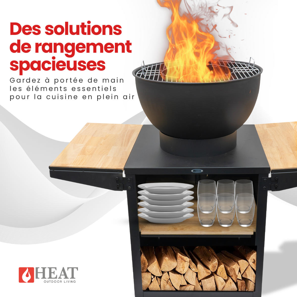 HEAT Kjok Cuisine Extérieure Ø56 cm Noir