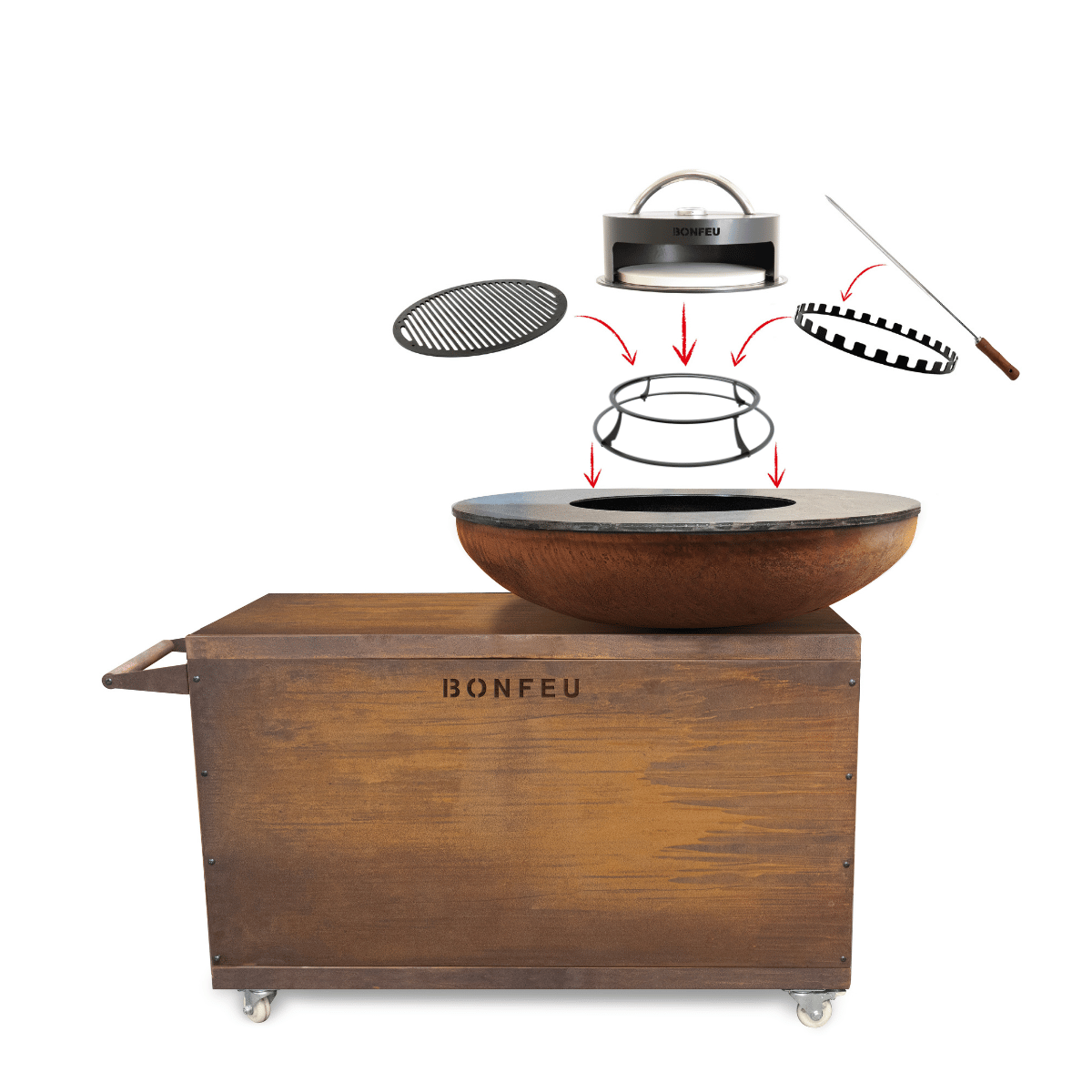 Brasero plancha BonBiza Island XL corten BonFeu