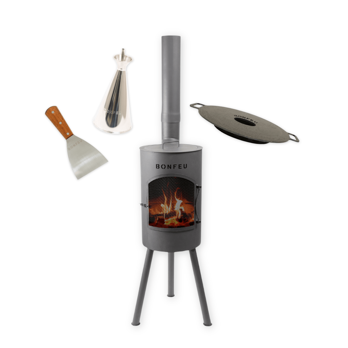 Pack promo BonFeu BonGiano SP noir + plancha + huilier + spatule