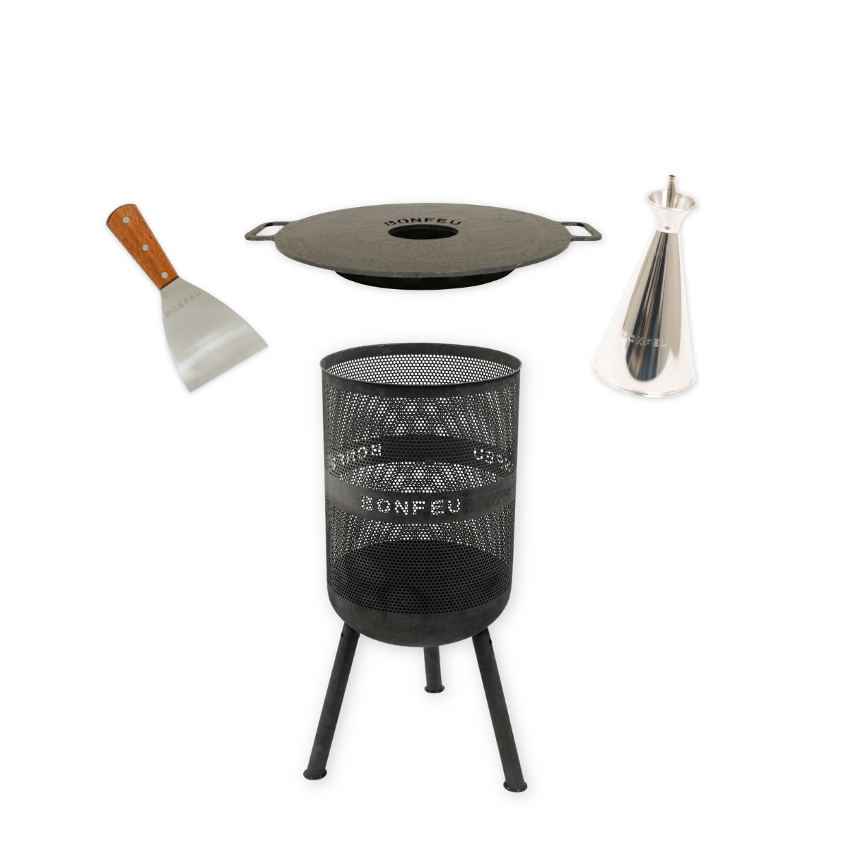 Pack promo BonFeu BonVes 45 noir + plancha + huilier + spatula