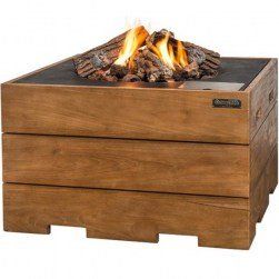 Happy C. table de feu carrée Teck (anthracite)