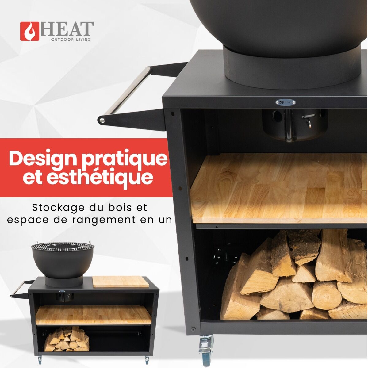 HEAT Trolle Cuisine Extérieure Noir