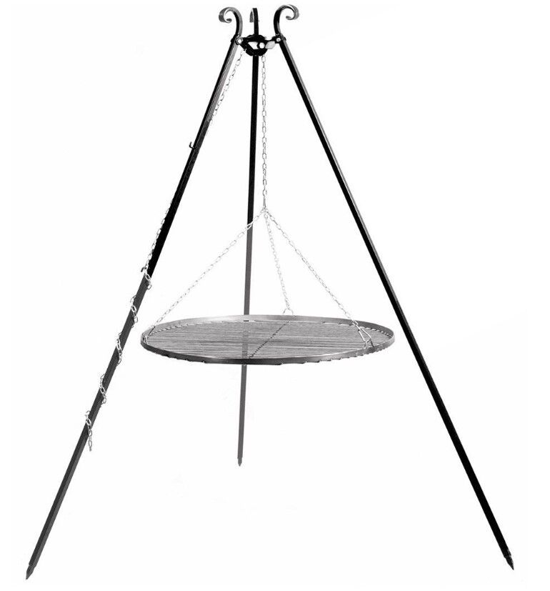 CookKing Trépied 180 cm avec grille en acier 60 cm 
