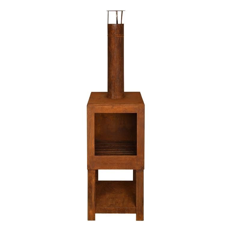 Esschert Cheminée de jardin avec rangement en bois Rust