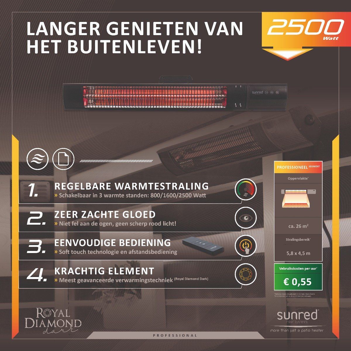 Sunred Chauffage Royal Diamond Dark Wall 2000