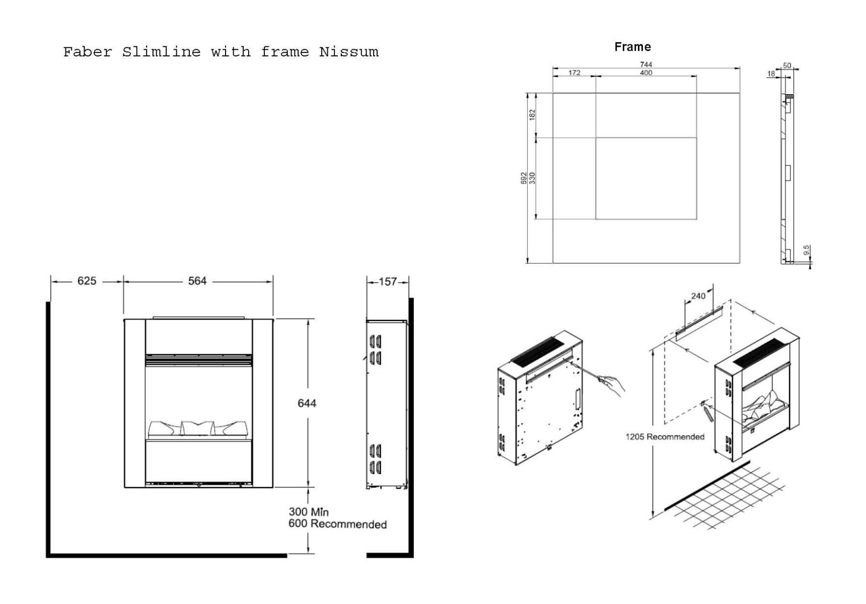 Dimplex Nissum L Opti-myst aspect béton