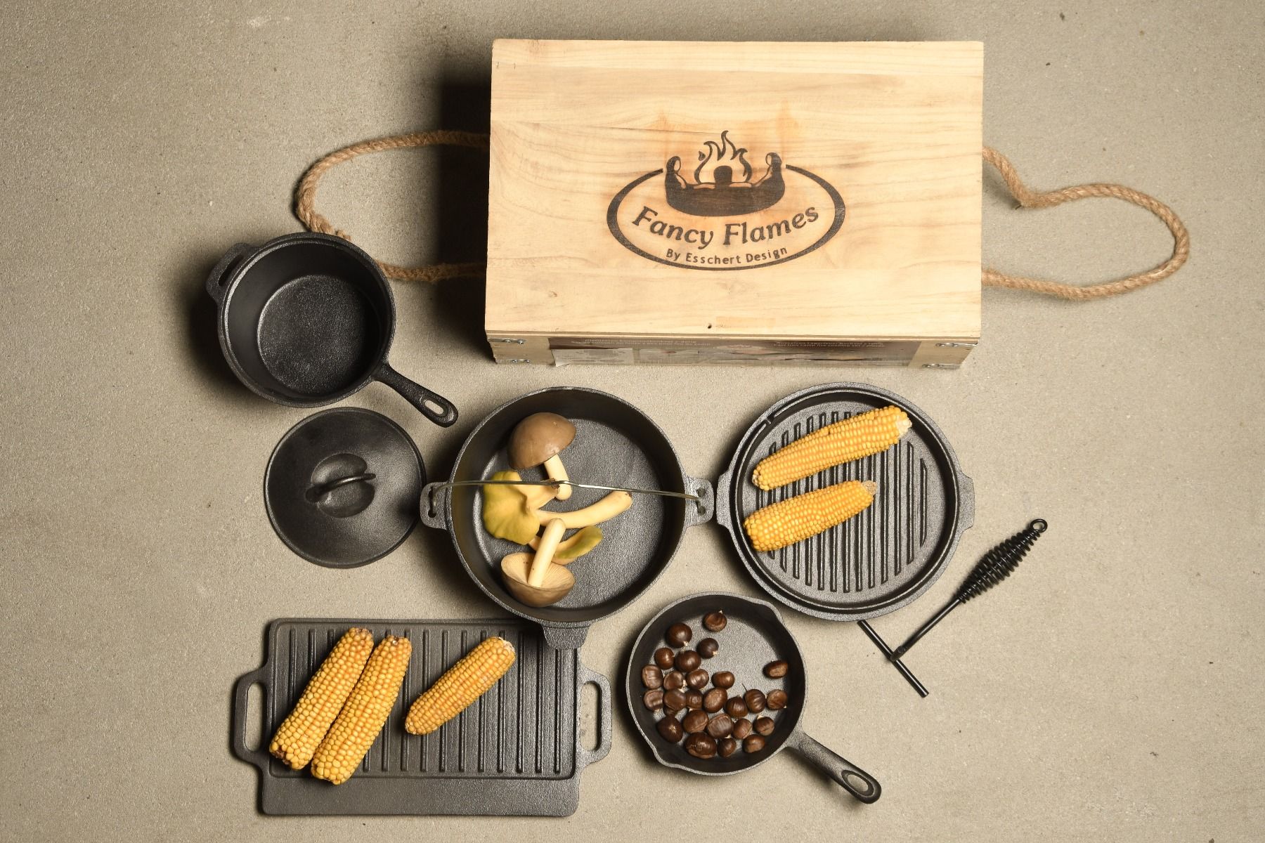 Ensemble de cuisson pour feu de camp (7 pièces) Esschert Design
