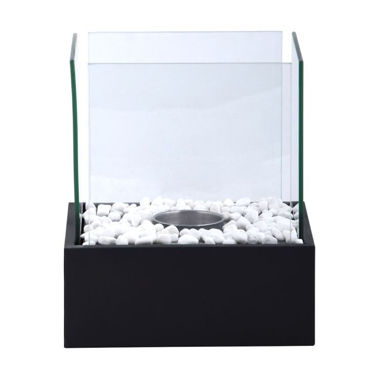 Esschert Cheminée de Table au Bioéthanol Rectangulaire Ambiance Noire