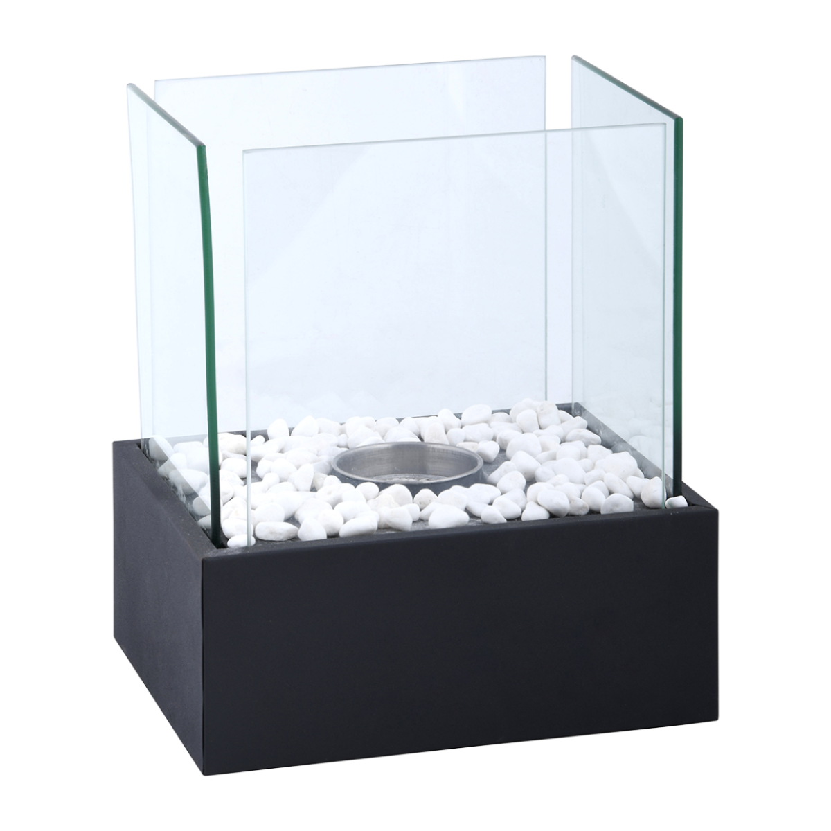 Esschert Cheminée de Table au Bioéthanol Rectangulaire Ambiance Noire